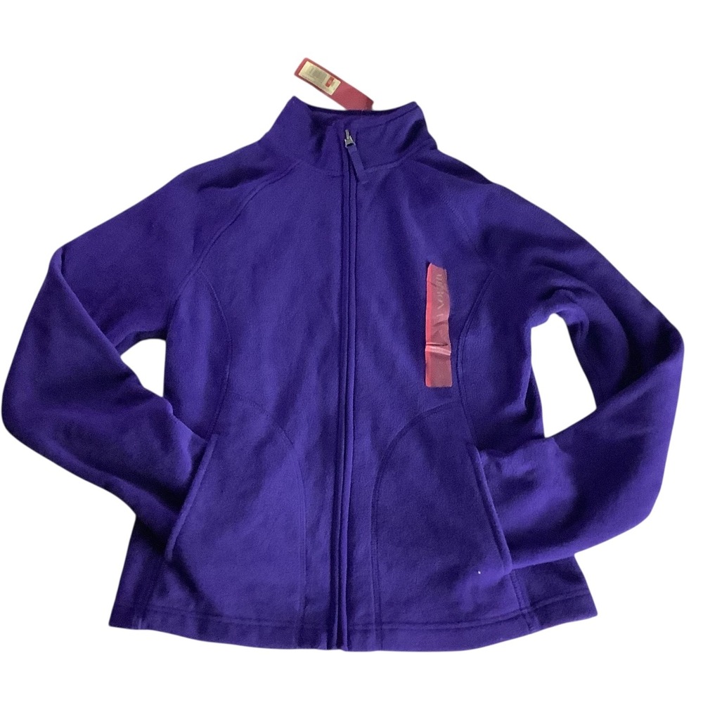 Merona Girls Purple Fleece Full Zip‎ Jacket Size XS TP Polyester Front Pockets